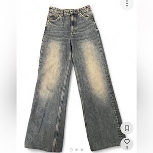 Zara Dark Wash High Rise Wide Leg Jeans